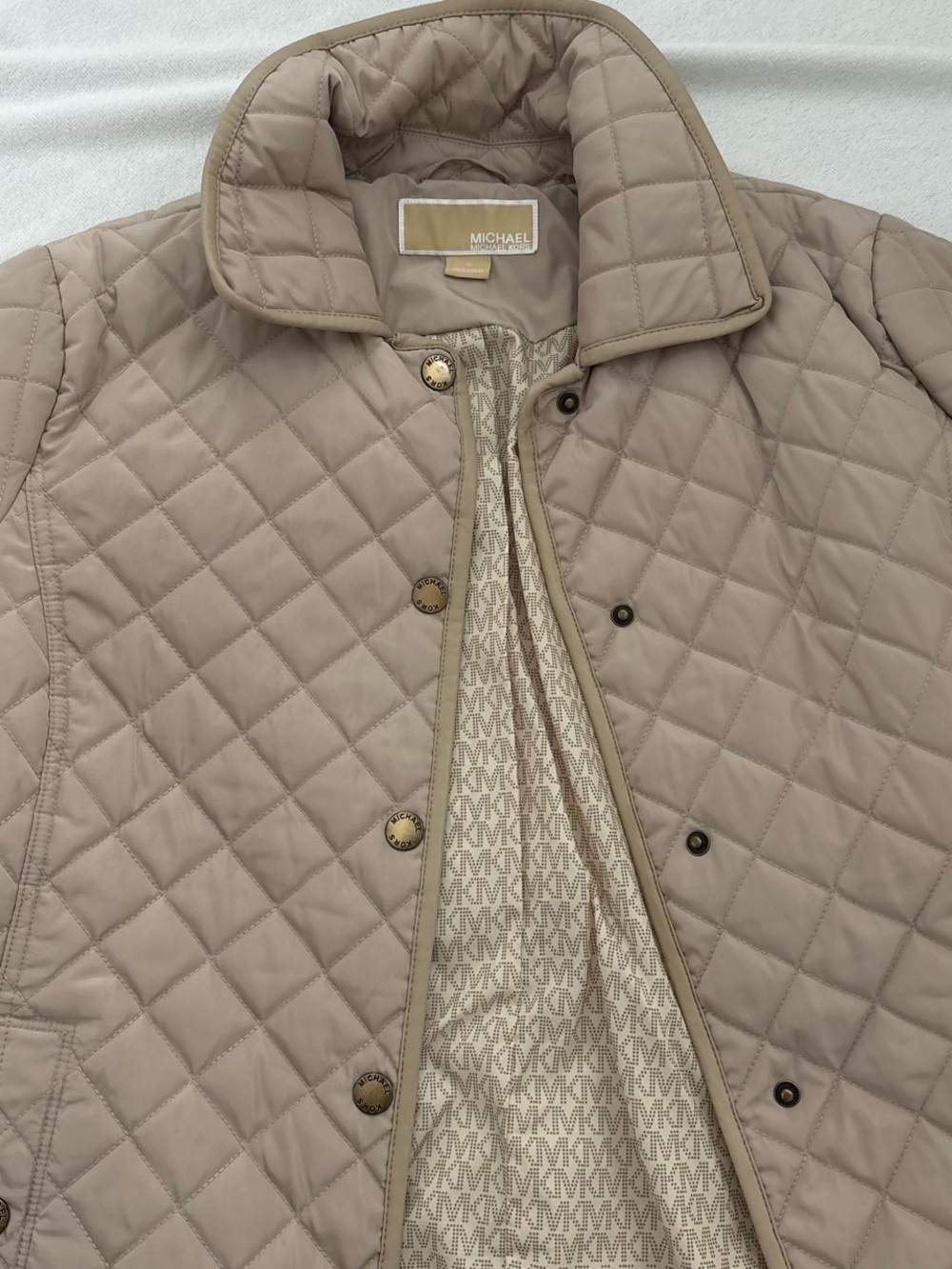 Michael Kors Quilted Taupe Puffer Jacket